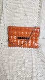 Chanel Orange Patent Leather Chocolate Bar Shoulder Bag - 3000