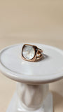 Hermes Corozo Gold Tone and Mother of Pearl Ring - 3049