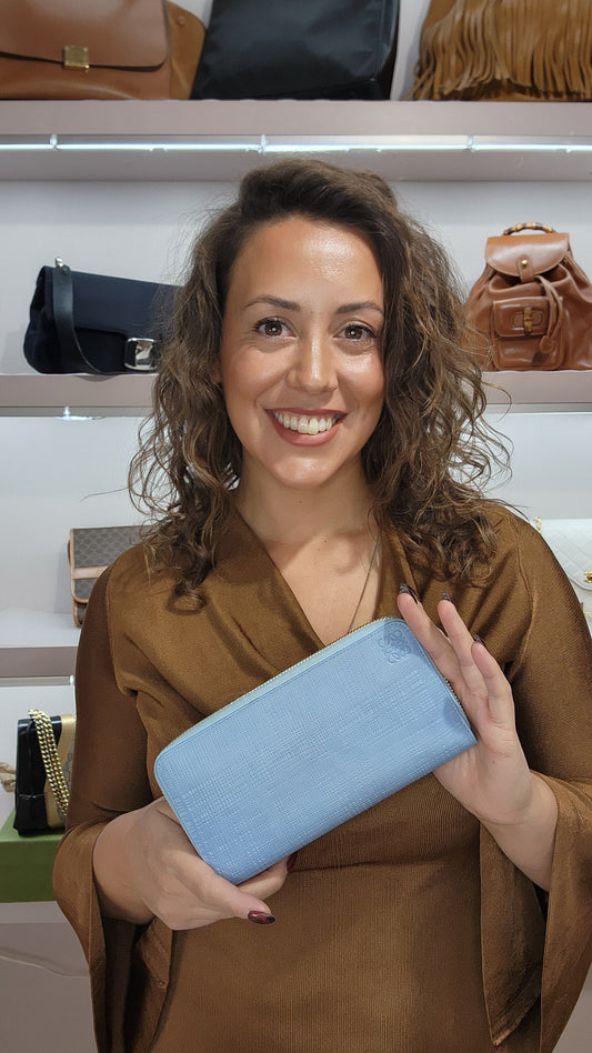 Loewe Blue Leather Long Zippy Wallet - G0072