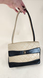 Chanel Matelasse Beige & Black Lambskin Chain Shoulder Bag - 3085