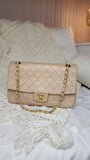 Chanel Matelasse Beige Lambskin Chain Shoulder Bag - 3086