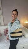 Chanel Matelasse Beige & Black Lambskin Chain Shoulder Bag - 3085