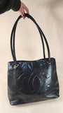 Chanel Black Caviar Leather CC Tote - 3076