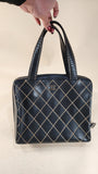 Chanel Black Leather Wild Stitch Quilted Tote Bag - G0131