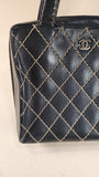 Chanel Black Leather Wild Stitch Quilted Tote Bag - G0131