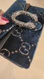 Gucci Dark Teal Velvet GG Dionysus Mini Shoulder Bag - 3144