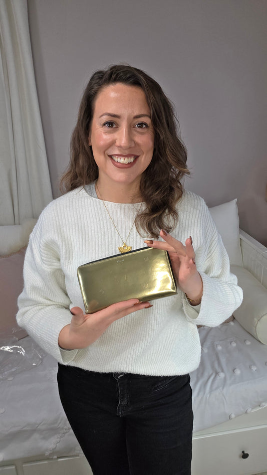 Celine Gold Metallic Long Wallet - G0249