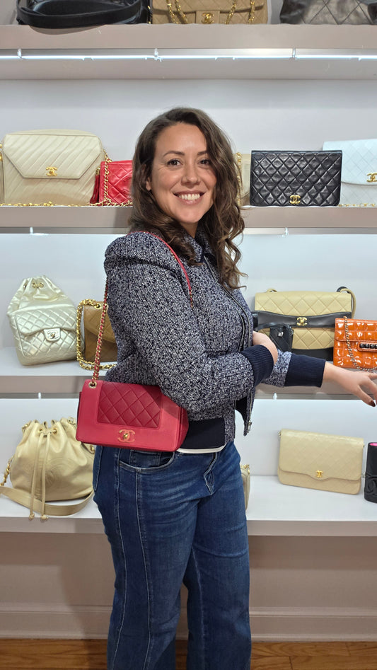 Chanel Pink Leather Chain Shoulder Bag - 2889