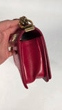 Chanel Boy Medium Red Leather Chain Shoulder Bag - 3212