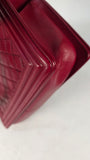 Chanel Boy Medium Red Leather Chain Shoulder Bag - 3212
