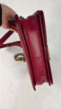 Chanel Boy Medium Red Leather Chain Shoulder Bag - 3212
