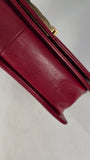 Chanel Boy Medium Red Leather Chain Shoulder Bag - 3212
