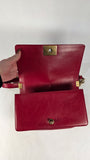 Chanel Boy Medium Red Leather Chain Shoulder Bag - 3212