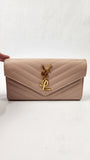 YSL Pink V Stitch Leather Wallet - 3209