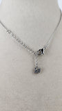 Swarovski Silver Necklace with Heart and Rhinestone Charm - 2468