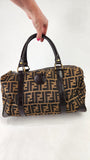 Fendi Zucca Brown Canvas Boston Bag - G0262