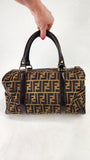 Fendi Zucca Brown Canvas Boston Bag - G0262
