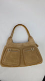 Salvatore Ferragamo Gancini Tan Suede Shoulder Bag - 3261