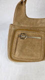 Salvatore Ferragamo Gancini Tan Suede Shoulder Bag - 3261