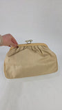 Celine Beige Coated Canvas Kisslock Clutch - 3260