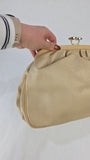 Celine Beige Coated Canvas Kisslock Clutch - 3260
