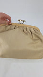 Celine Beige Coated Canvas Kisslock Clutch - 3260