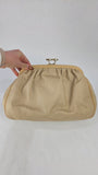 Celine Beige Coated Canvas Kisslock Clutch - 3260