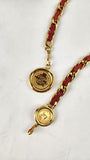 Chanel Red Leather & Gold Tone Chain Metal Belt - G0288