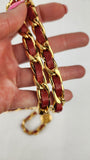 Chanel Red Leather & Gold Tone Chain Metal Belt - G0288