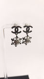 Chanel Black Rhinestone CC & Snowflake Pierced Earrings - G0308