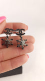 Chanel Black Rhinestone CC & Snowflake Pierced Earrings - G0308