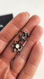Chanel Black Rhinestone CC & Snowflake Pierced Earrings - G0308