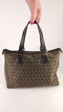 Fendi Zucchino Brown Canvas Tote - G0338