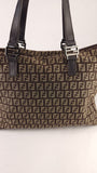 Fendi Zucchino Brown Canvas Tote - G0338