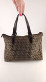 Fendi Zucchino Brown Canvas Tote - G0338