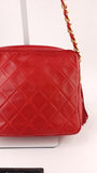 Chanel Matelasse Chain Red Lamb Skin Shoulder Bag - G0272