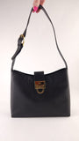 Salvatore Ferragamo Gancini Black Leather Shoulder Bag - 3373