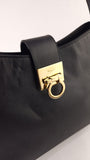 Salvatore Ferragamo Gancini Black Leather Shoulder Bag - 3373