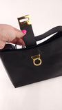 Salvatore Ferragamo Gancini Black Leather Shoulder Bag - 3373