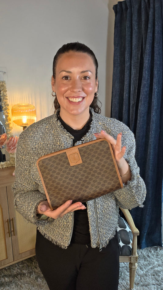 Celine Brown Macadam Clutch - 3345