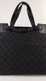 Gucci GG Black Canvas w/Leather Tote Bag - G0417