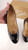 Christian Louboutin Black Patent Leather 4" Heels, Size 38 - G0415