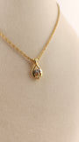 Nina Ricci Gold Tone Necklace w/ Tear Drop Charm - 3020