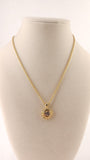 Nina Ricci Gold Tone Necklace w/ Rhinestone Circle Charm - 3021