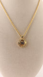 Nina Ricci Gold Tone Necklace w/ Rhinestone Circle Charm - 3021