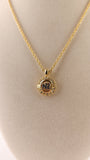 Nina Ricci Gold Tone Necklace w/ Rhinestone Circle Charm - 3021