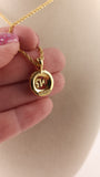 Nina Ricci Gold Tone Necklace w/ Rhinestone Circle Charm - 3021