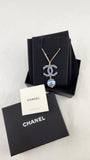 Chanel Blue and Light Gold Tone CC Pendant Necklace - 3529