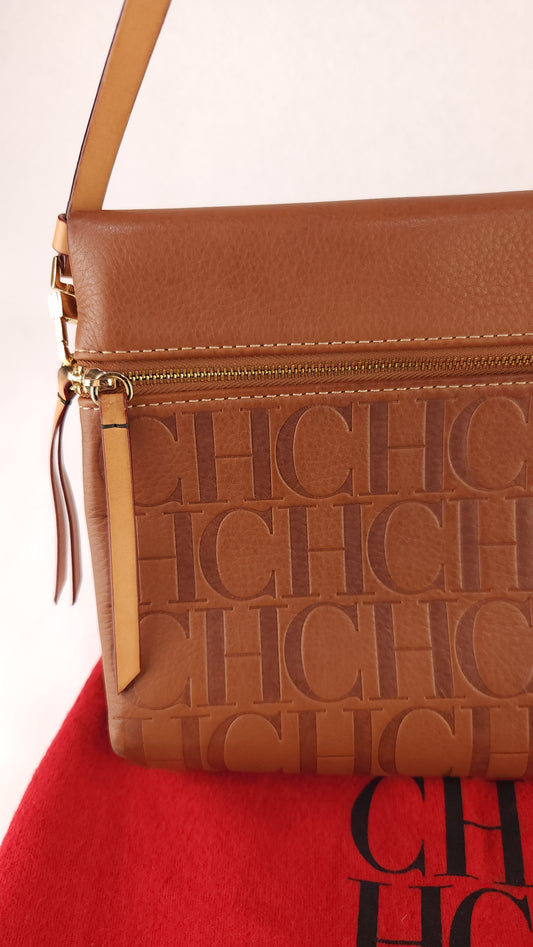 Carolina Herrera Brown Leather Shoulder Bag - G0446