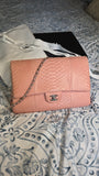 Chanel Exotic Pink Python Single Flap Shoulder Bag - G0444